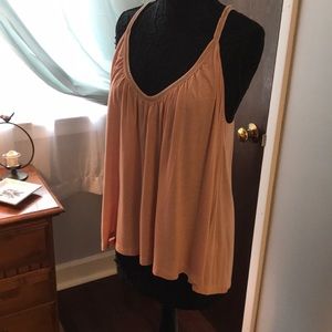 Blush drapey high low tank with rhinestone trim